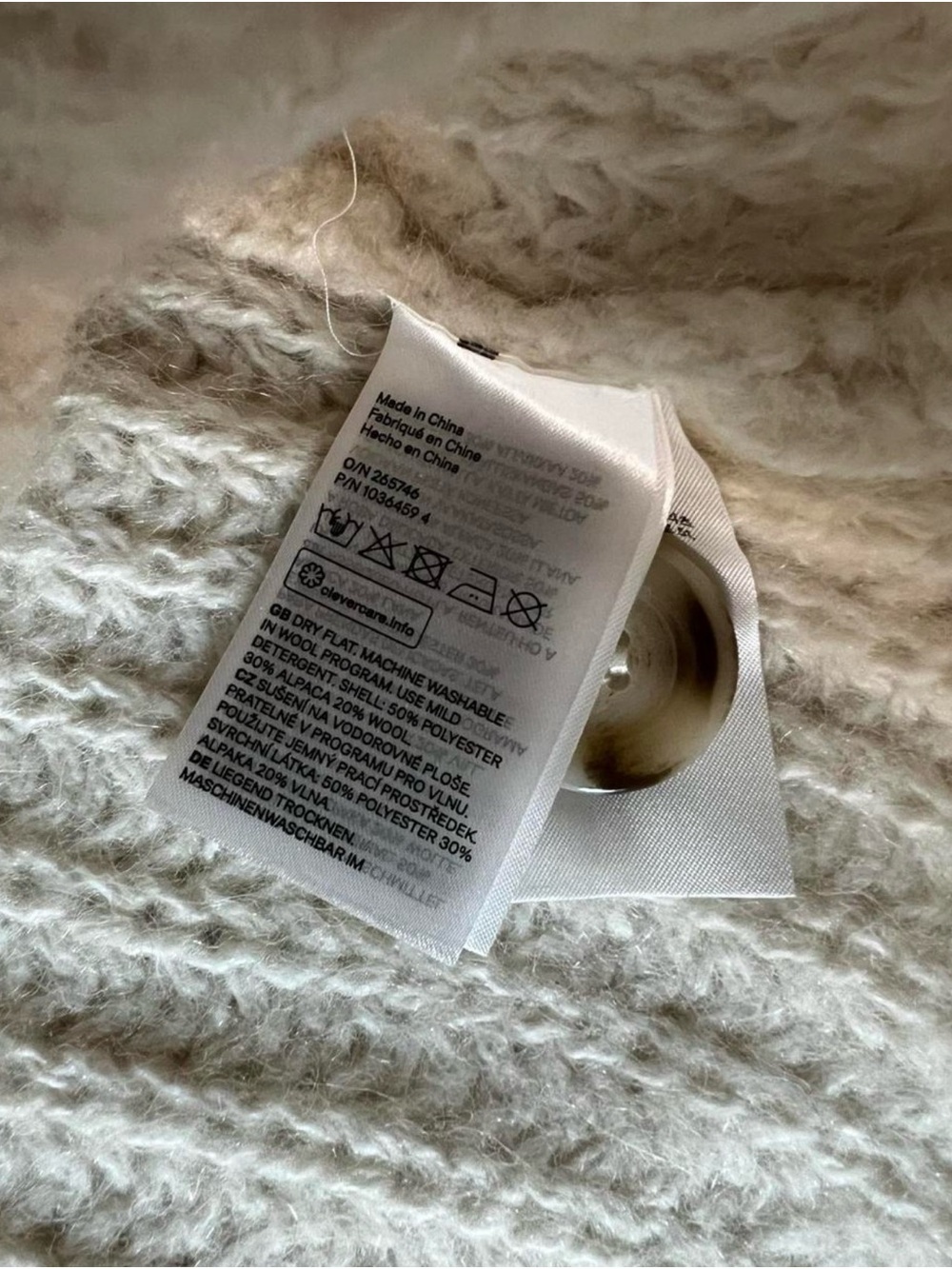 H&M Cream Alpaca Blend Button-Front Cardigan size XS - Picture 8 of 8
